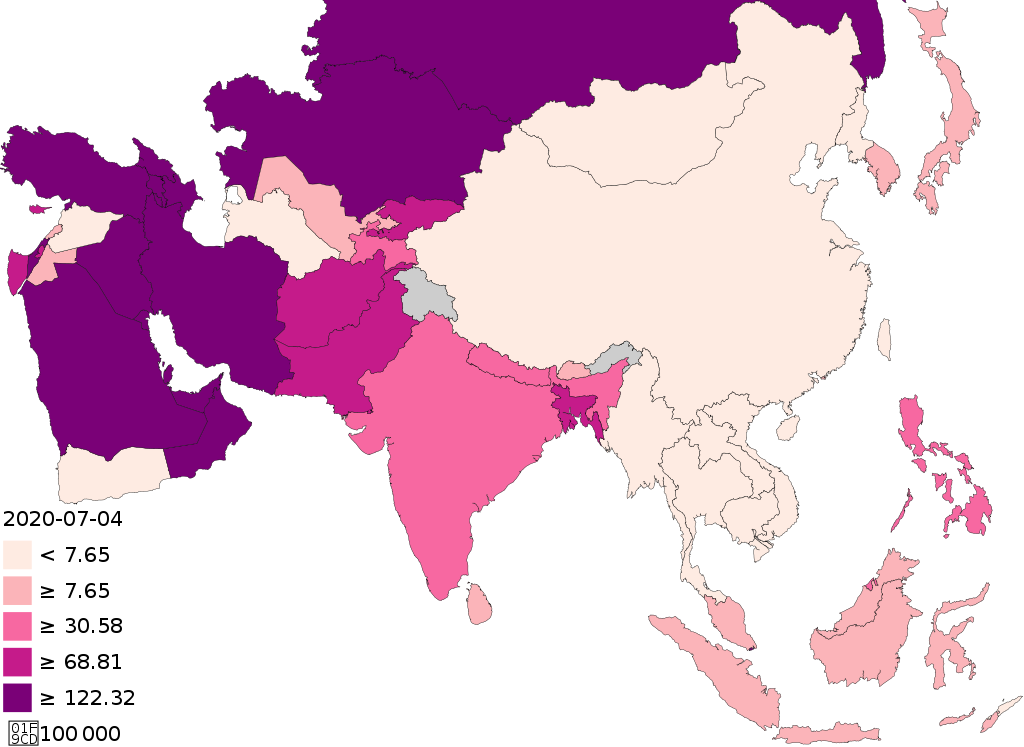 Covid Map Asia- 13angle.com