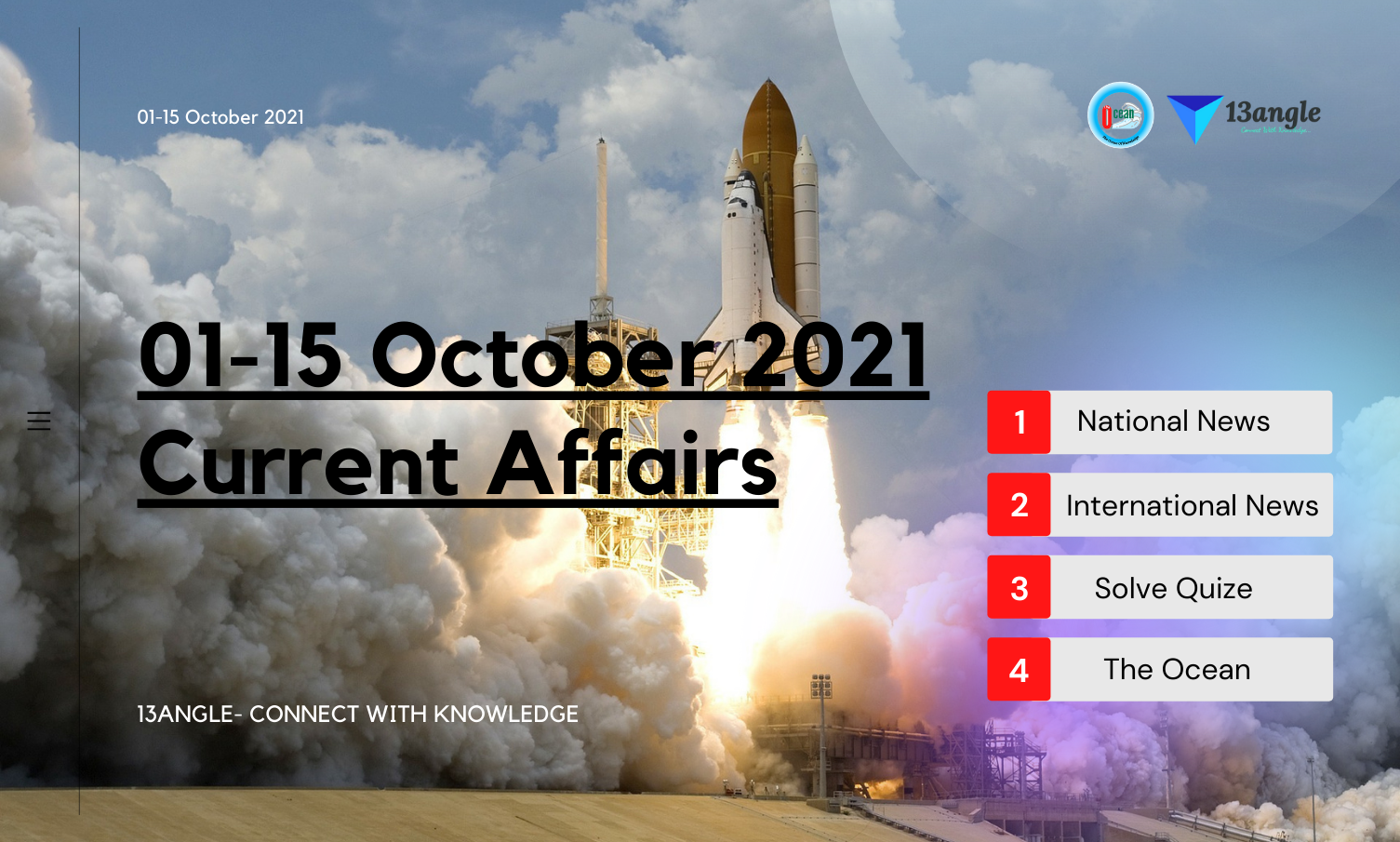 Current Affairs 01-15 October 2021- 13angle