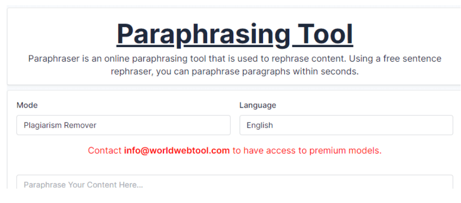 World Web Tool’s Paraphrasing Tool- 13angle